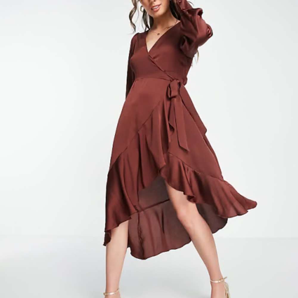 Elegant Brown Wrap Dress